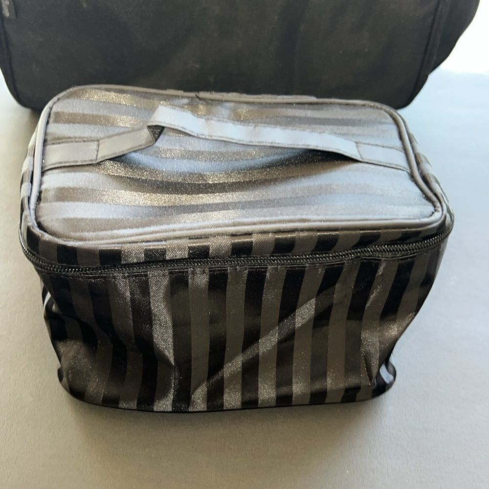 NEW Black Striped Cosmetic Bag